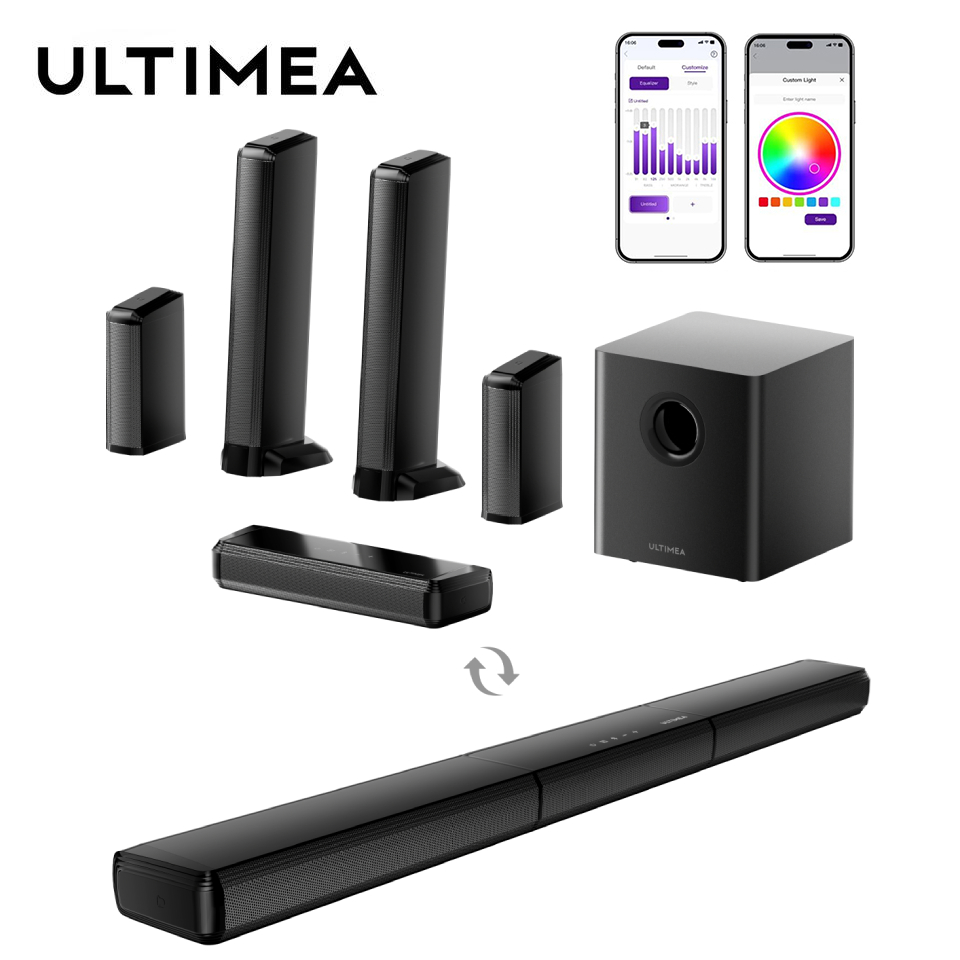 Home Cinema With Wireless Rear Speakers - ULTIMEA 7.1 Soundbar z dźwiękiem przestrzennym,