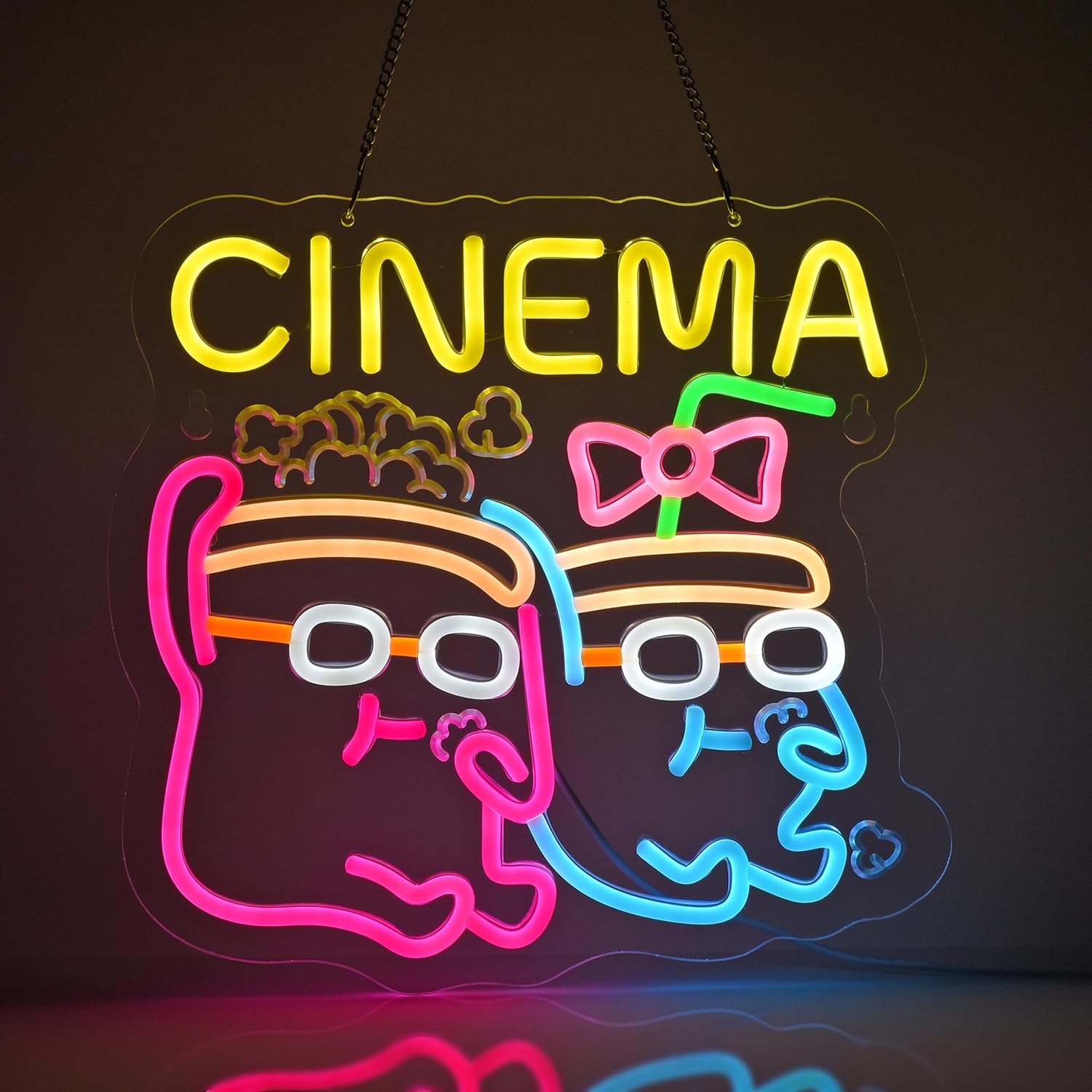 Home Cinema Films - Neonowy Znak LED Kino Popcorn Drink