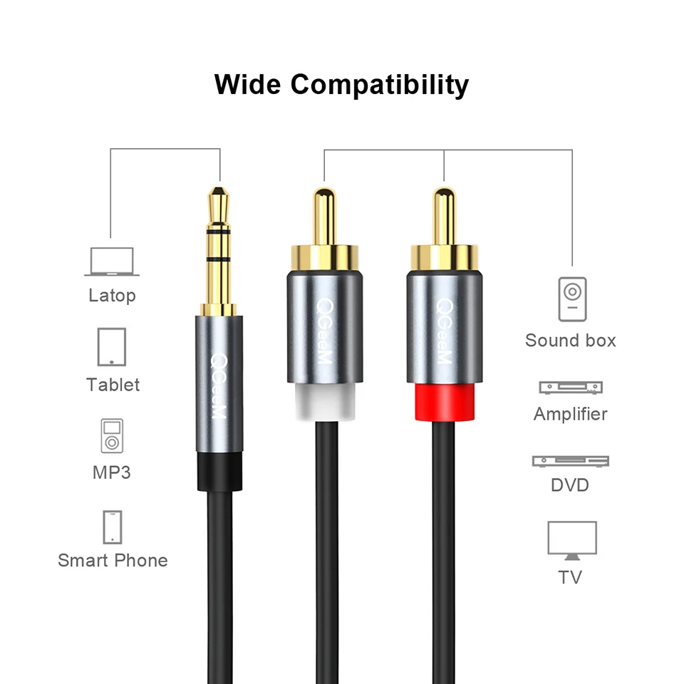 Kabel QGeeM RCA 2RCA do 3.5mm, – Home Cinema Choice recenzja i cena