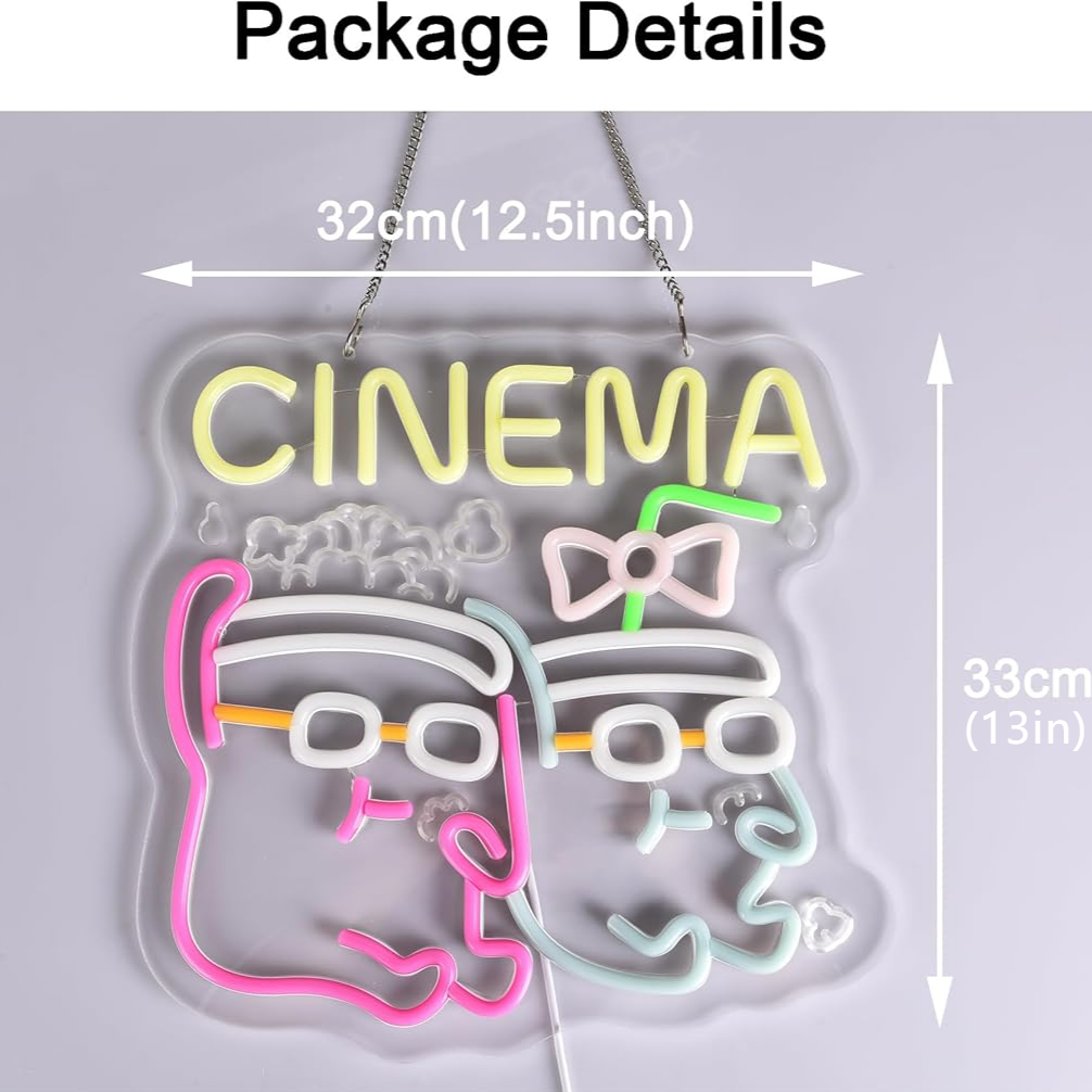 Neonowy Znak LED Kino Popcorn  – Home Cinema Films recenzja i cena